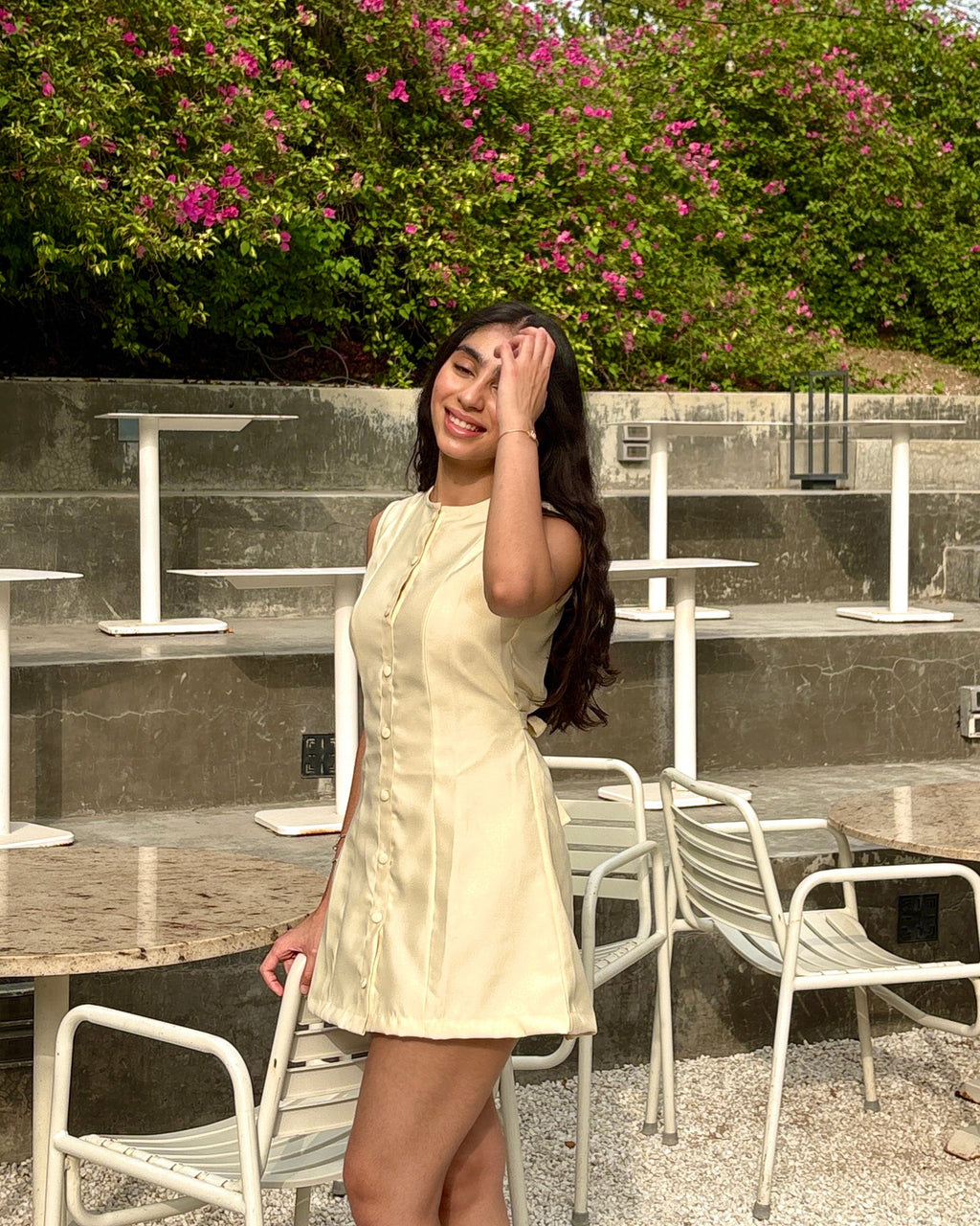 Belle dress in butter yellow